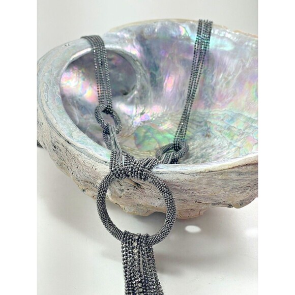 Joan Rivers Multichain And Circles 29 inch Necklace Rhinestone Dark Silver Tone - Picture 2 of 16